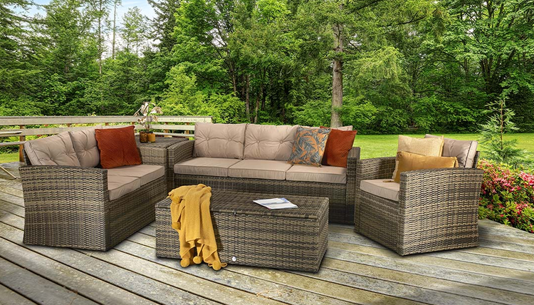 Holly Five Piece Sofa Set with Steel Frame in Mixed Brown | Holl0285
