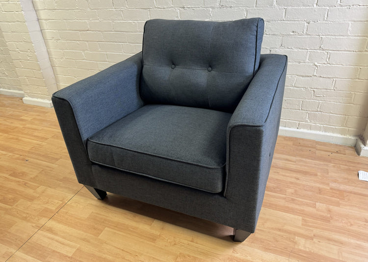 Liam Ex-Display Grey Fabric 3 Seater Chaise Sofa + Chair | EXLIA
