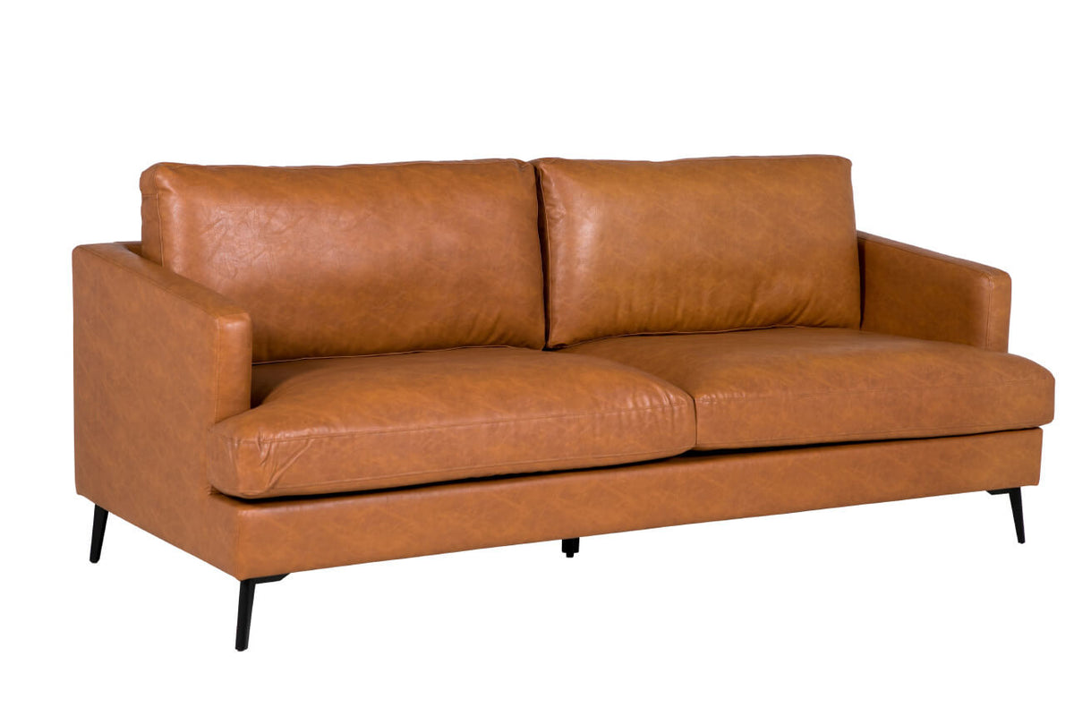 Jasper Rust Faux Leather Sofa Collection on Black Metal Legs