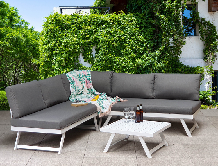 Kimmie Aluminium Corner Sofa with Adjustable Head Rest | Kimm0346