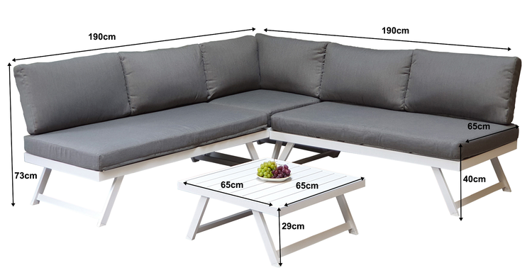 Kimmie Aluminium Corner Sofa with Adjustable Head Rest | Kimm0346