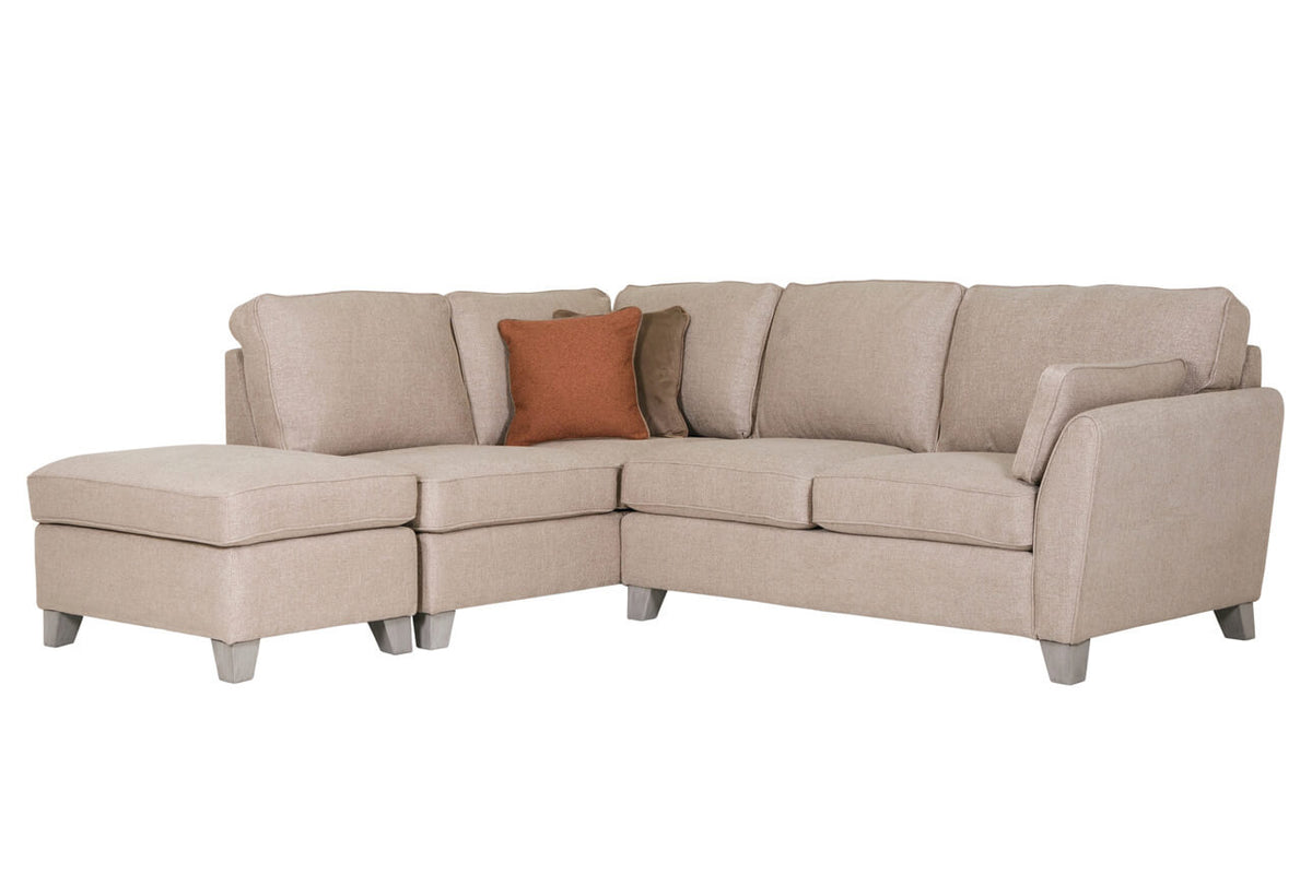 Cantrell Fabric Corner Sofa with Ottoman Footstool