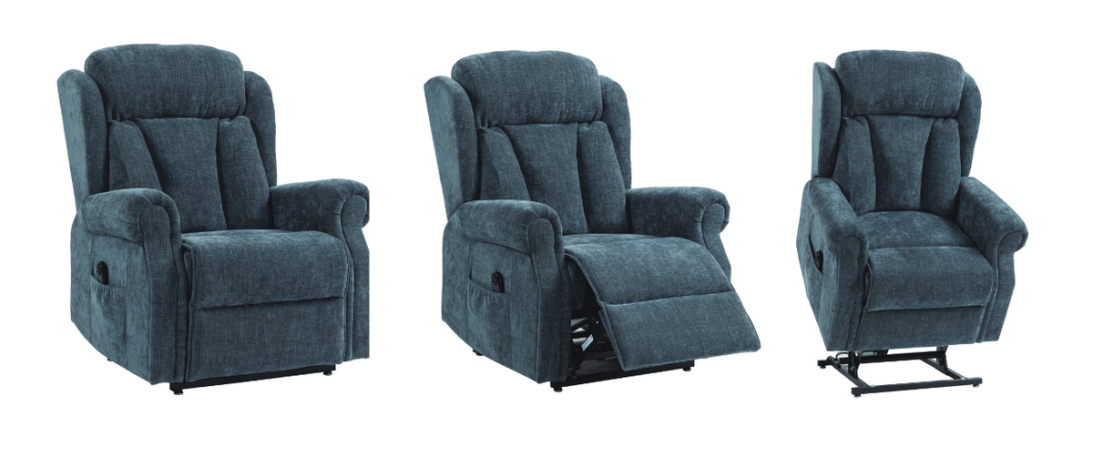 Lincoln Slate Fabric Dual Motor Lift and Rise Recliner Chair