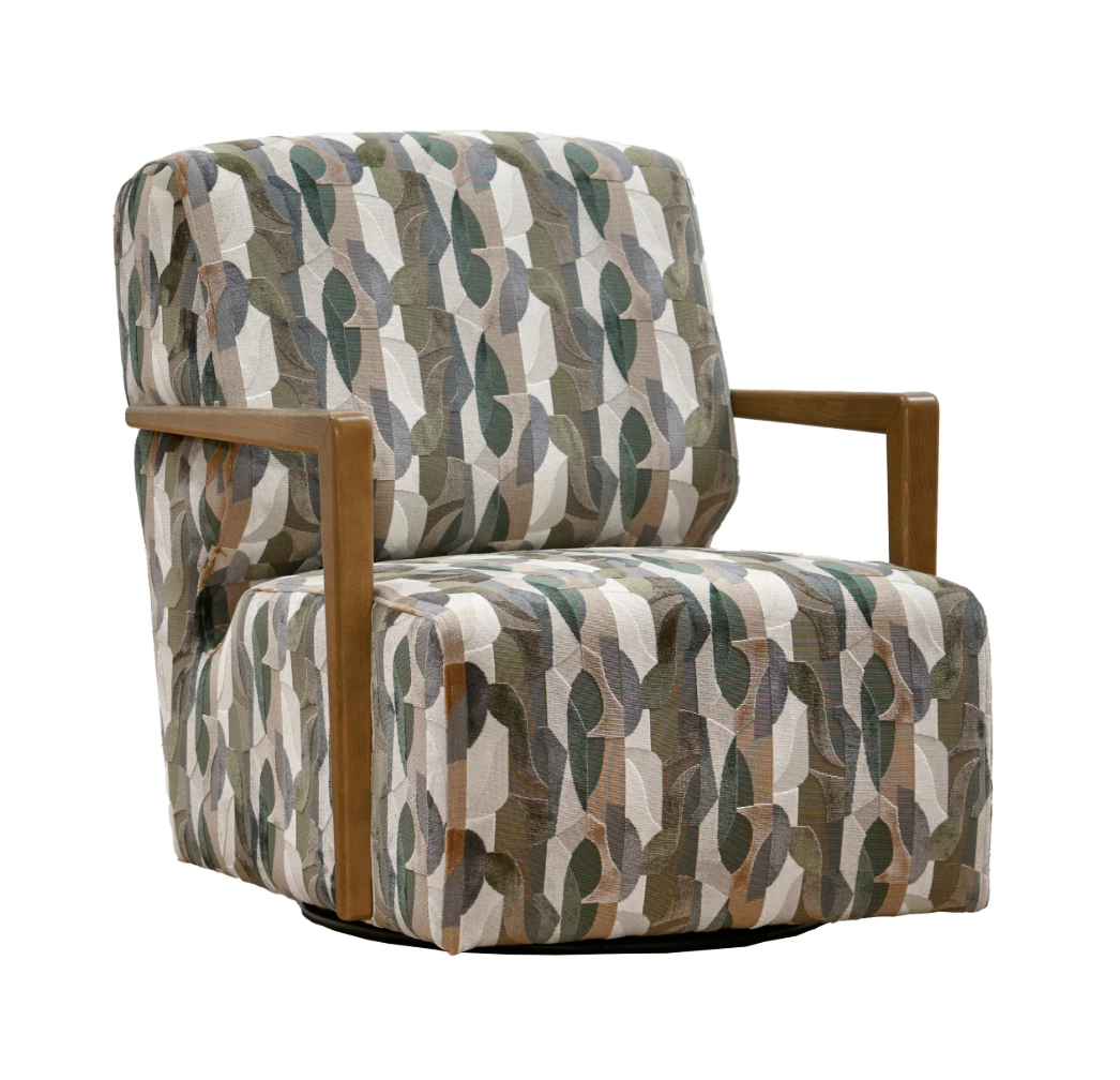 Luke Wooden Arm Fabric Accent Chair