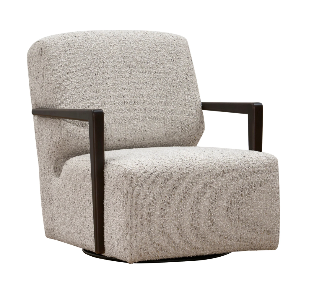 Luke Wooden Arm Fabric Accent Chair