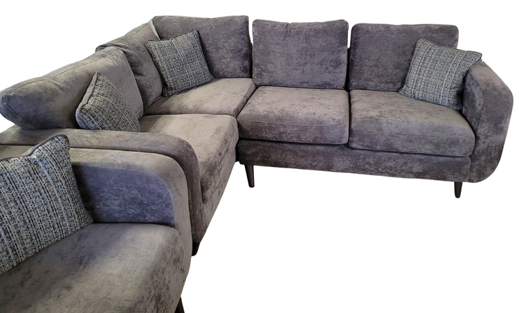 Maia Ex-Display Grey Fabric Corner Sofa + Chair