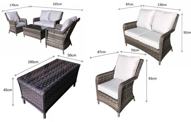 Signature Weave - Rattan 4 Seater Sofa Set with Chairs | Mia0008