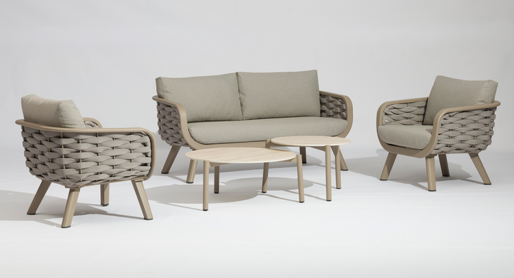 Monroe Outdoor Grey 4 Seater Sofa Set + Nesting Tables | Monr0594