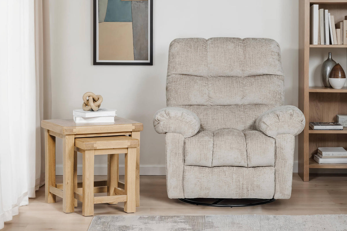 Nellie Glider Swivel Manual Recliner Chair in Grey or Latte