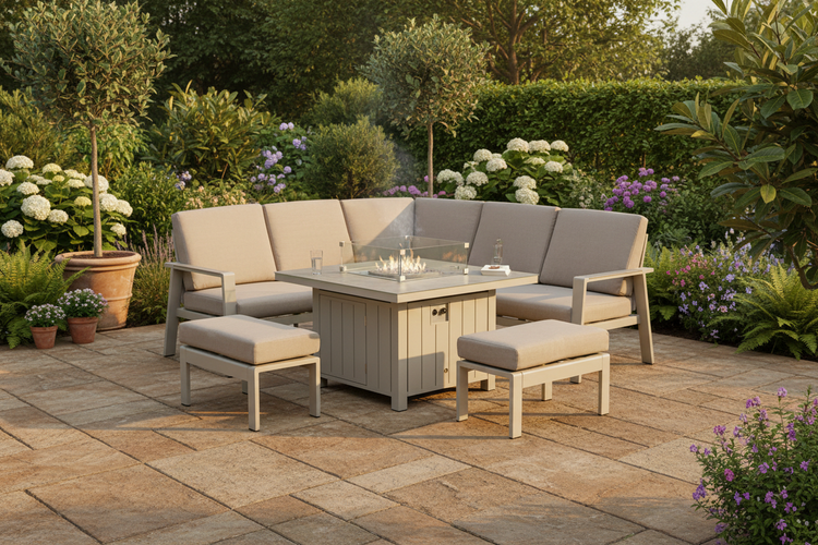 Neptune Aluminium Square Corner Sofa with Firepit Table | Nept0509_0529