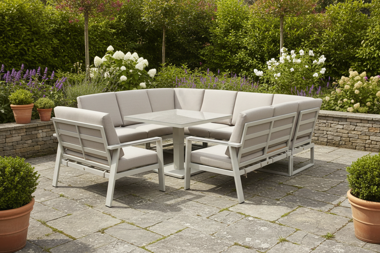 Neptune Aluminium U Corner Sofa with Lift + Rise Table | Nept0514_0530