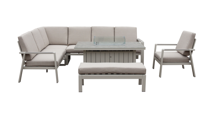 Neptune Rectangular Corner Sofa with Firepit Table | Nept0512