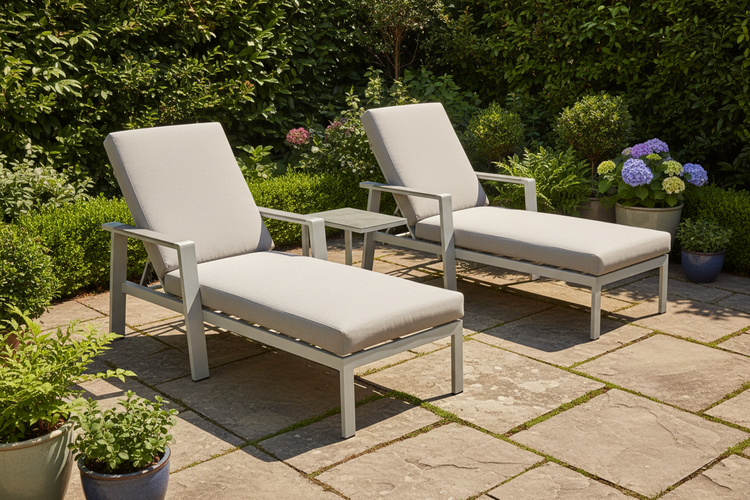 Neptune Sun Lounger Set with Drinks Table | Nept0515