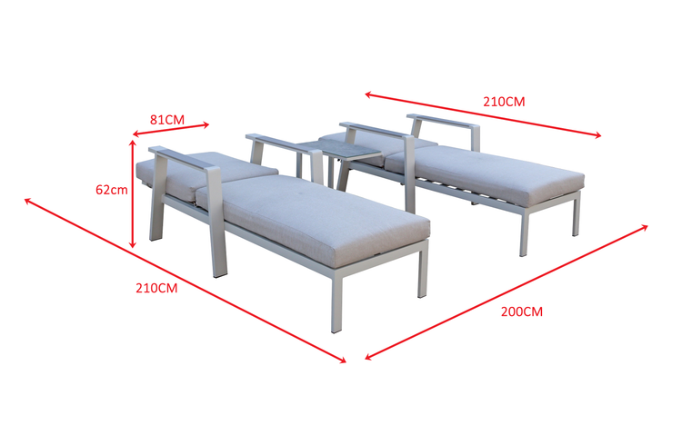 Neptune Sun Lounger Set with Drinks Table | Nept0515