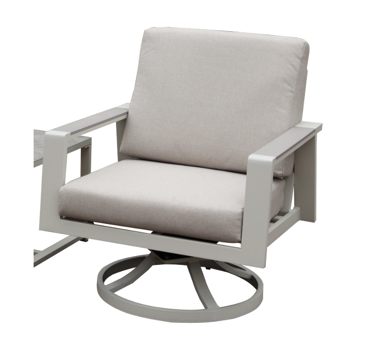 Neptune Beige Aluminium Garden Swivel Chair Set with Drinks Table