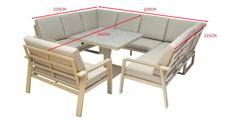 Neptune Outdoor U Corner Sofa with Firepit Table | Nept0514_0529