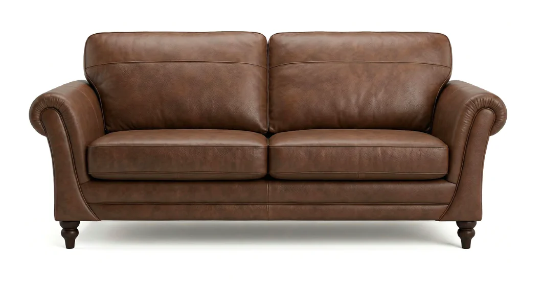 Nyla Leather Sofa Collection with Curved Arms