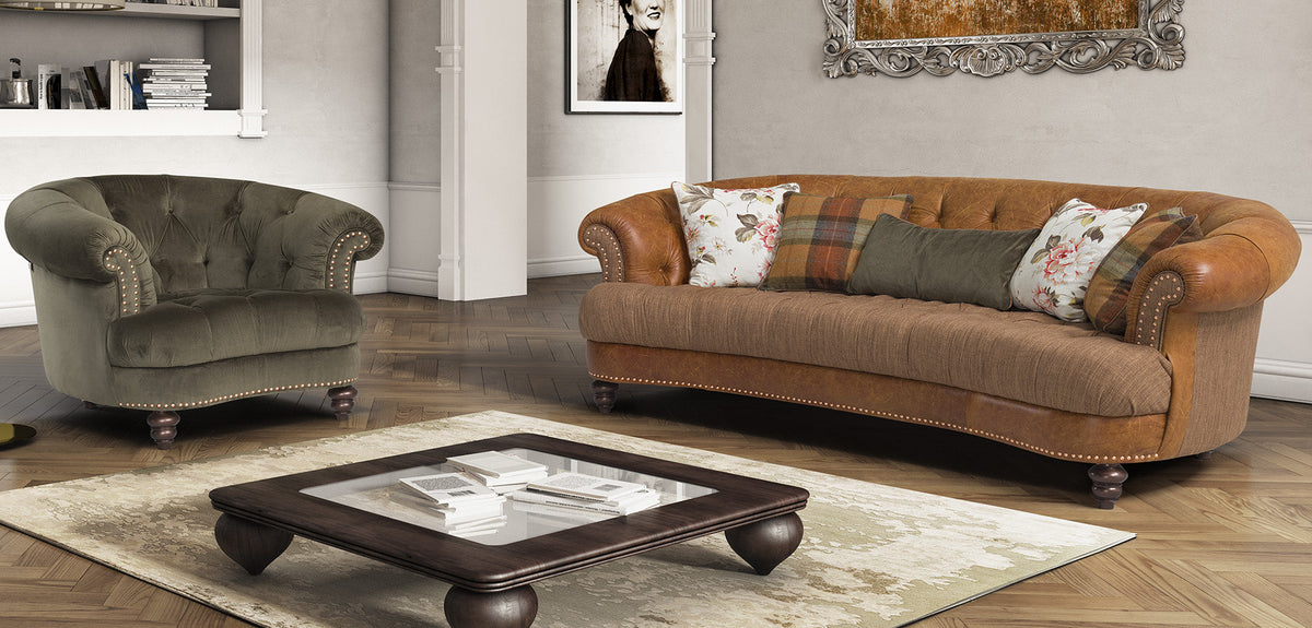 Archetype Classic Italian Leather Sofa with Crystal Button Option