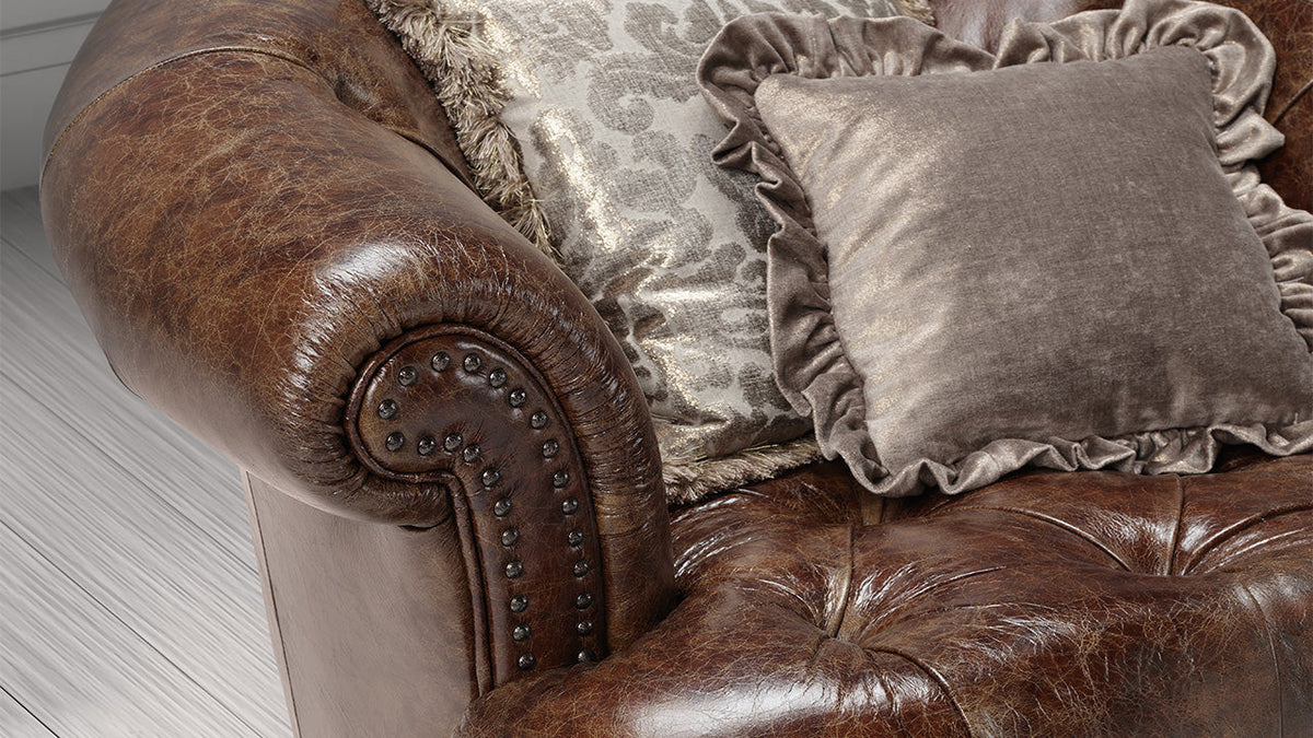 Archetype Classic Italian Leather Sofa with Crystal Button Option