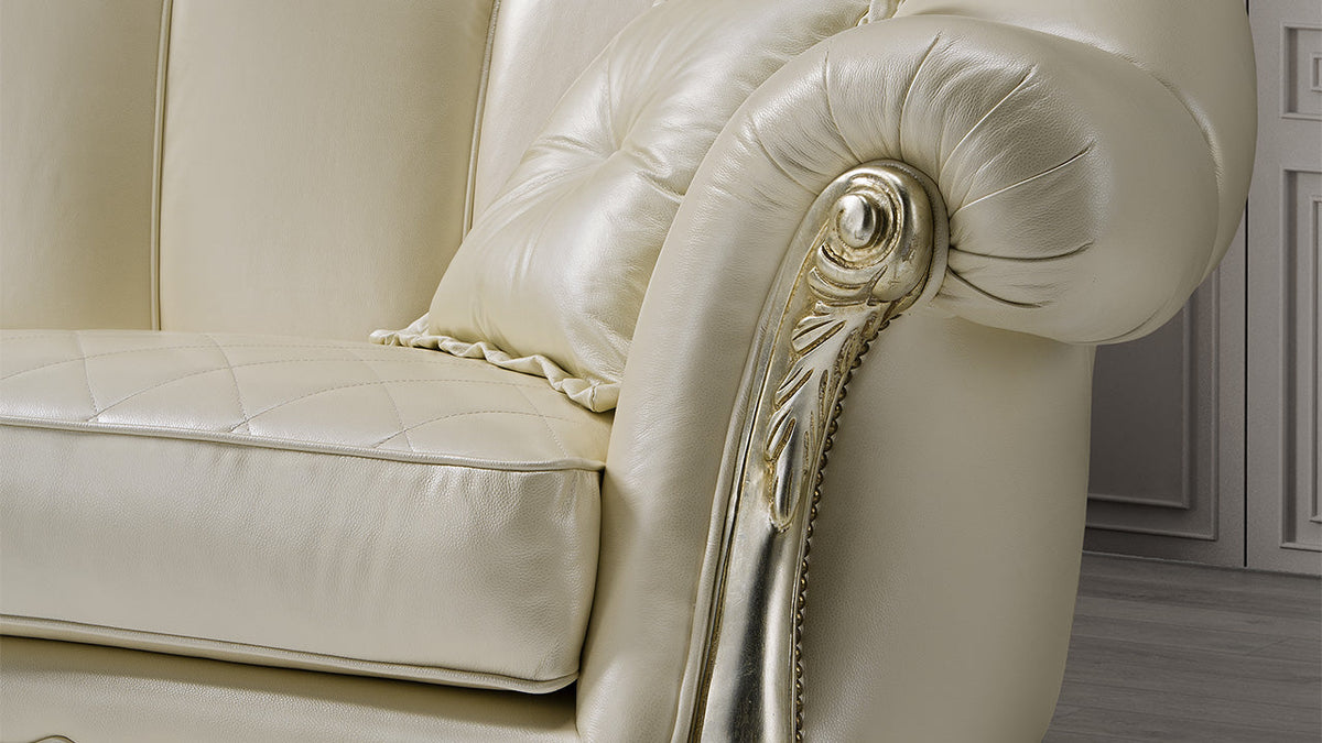 Carlos Leather Sofa Collection with Pouffe
