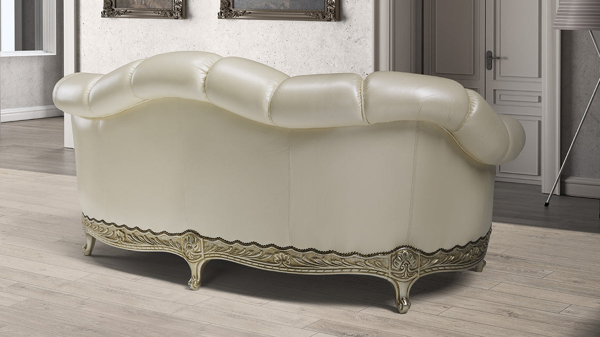 Carlos Leather Sofa Collection with Pouffe