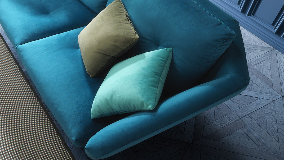 Cave Italian Leather Sofa with Removable Covers & Matching Pouffe