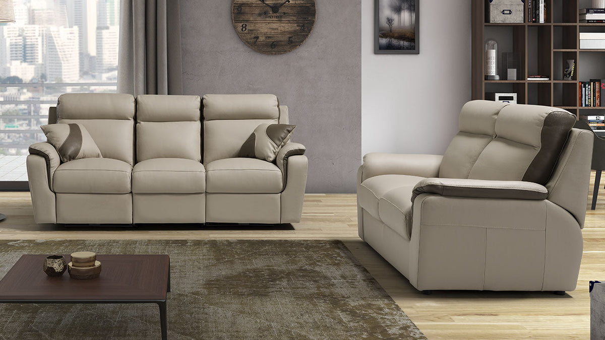 Device Leather Sofa Collection with Removable Covers & Recliner Option