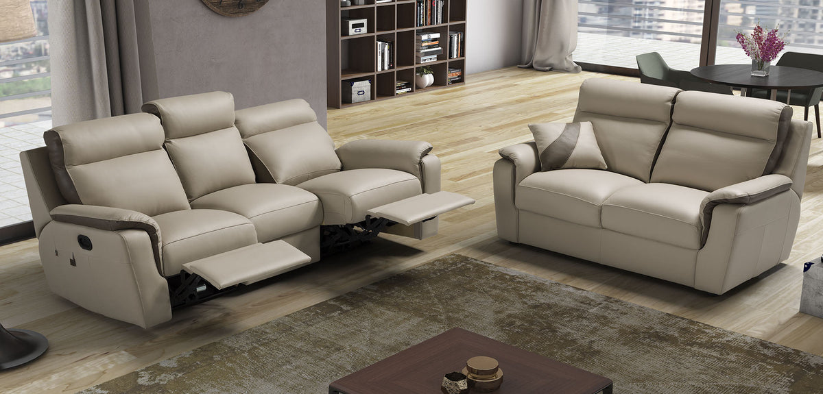 Device Leather Sofa Collection with Removable Covers & Recliner Option