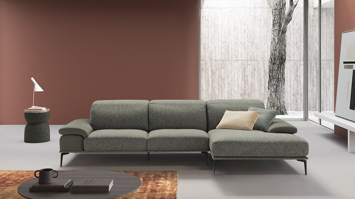 Eagle Italian Leather Sofa with Sliding Seats & Chaise Tray
