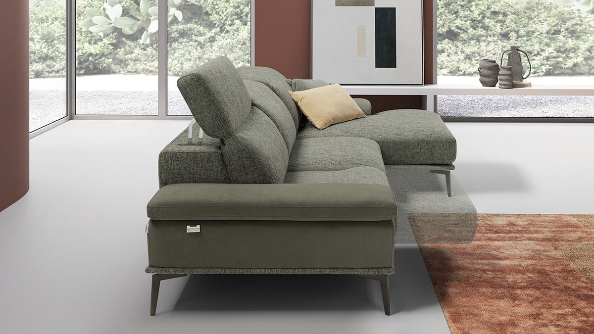 Eagle Italian Leather Sofa with Sliding Seats & Chaise Tray