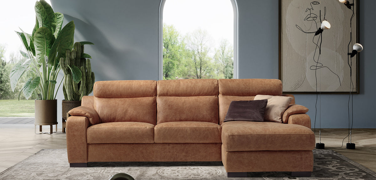 Ethos Italian Leather Sofa & Chaise Collection