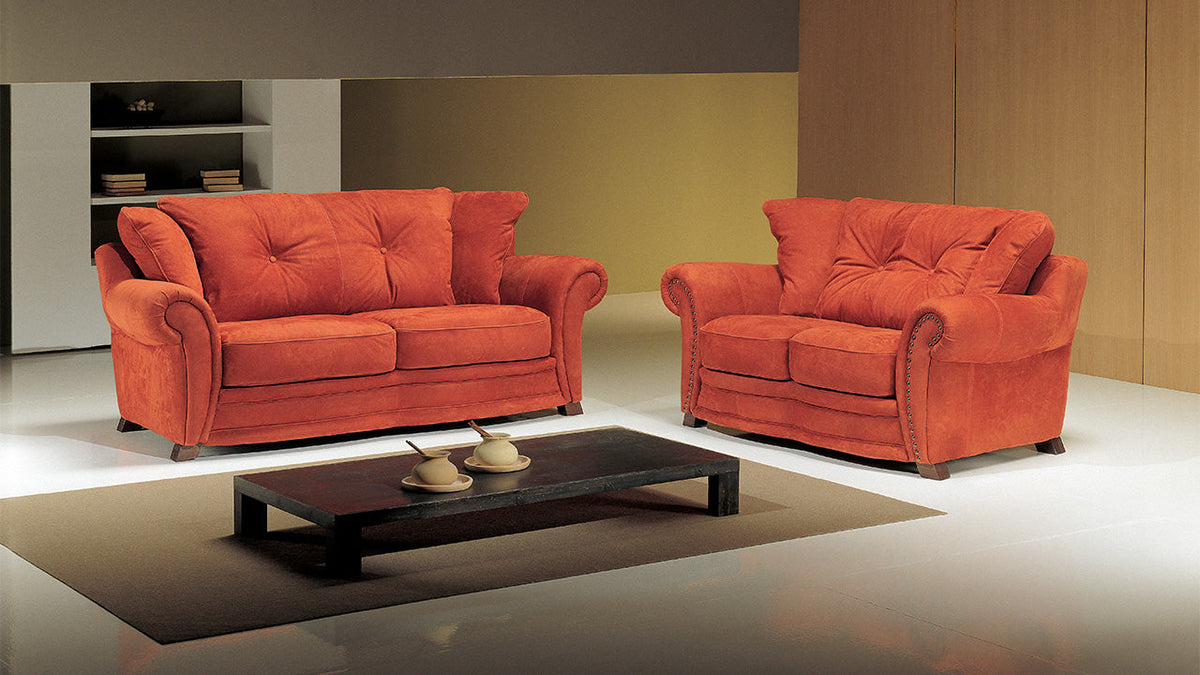 Flame Classic Italian Leather Sofa Collection with Rivet Option