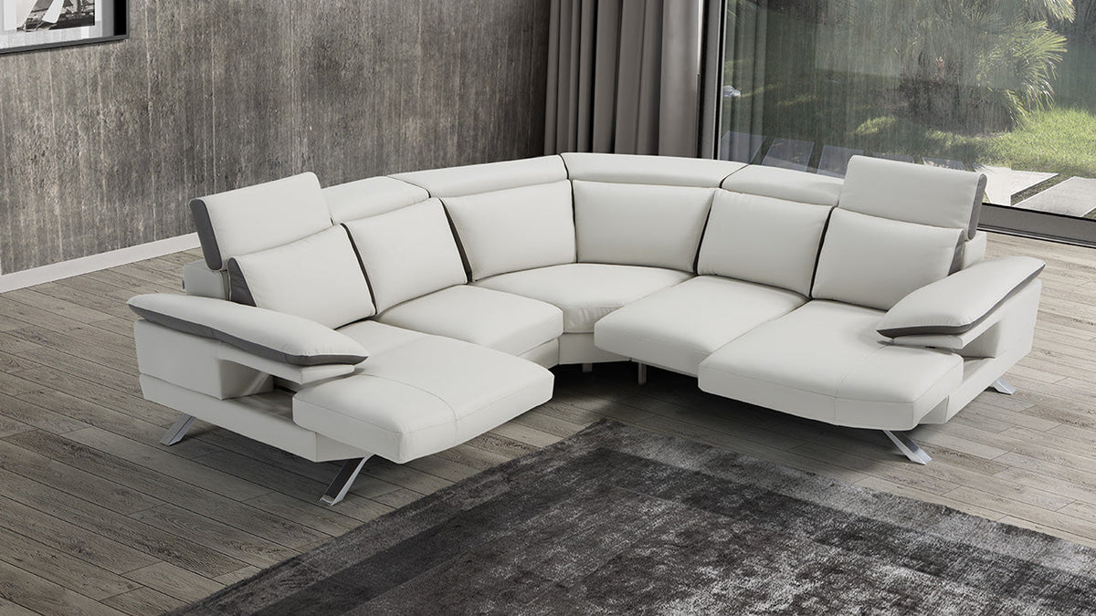 Glenda Deep Modular Italian Leather Sofa with Octagonal Corner