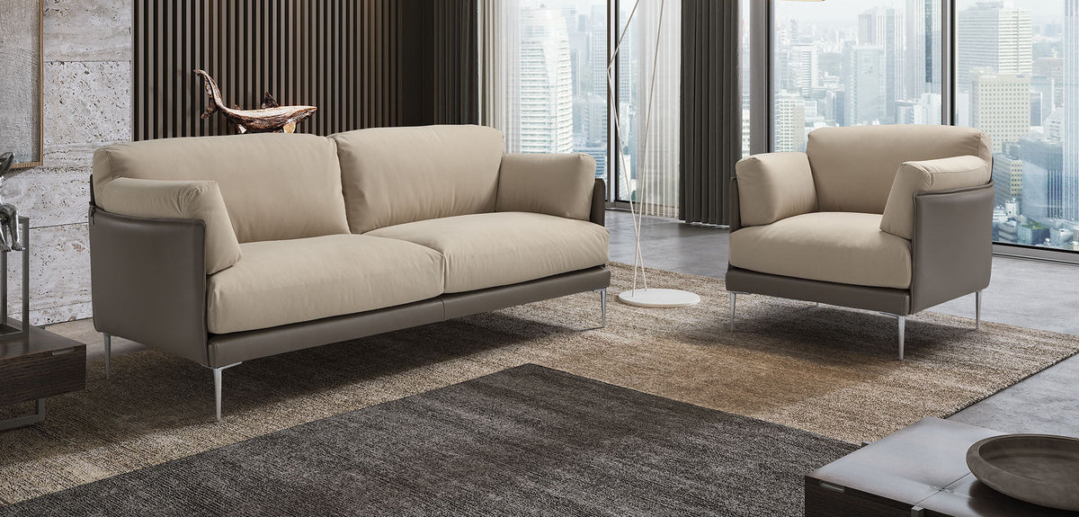Hirondelle Italian Leather Sofa with Adjustable Headrests