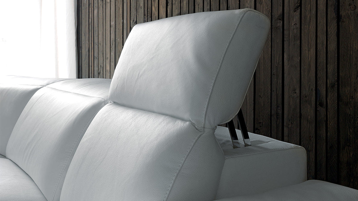 Hyding Modular Italian Leather Sofa with Ratchet Headrests & Recliner Option