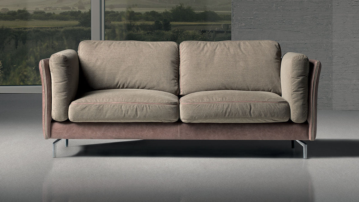 Johnny Italian Leather Sofa with Goose Down Cushions