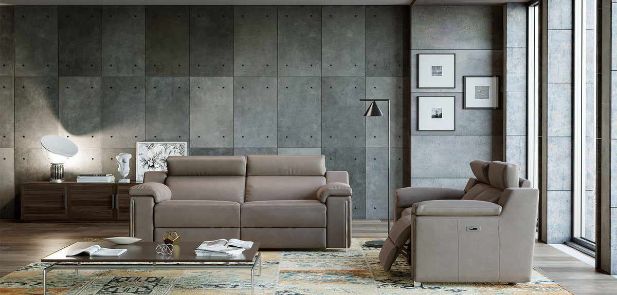 Montalcino Italian Leather Sofa & Corner Collection with Electric Recliner Option