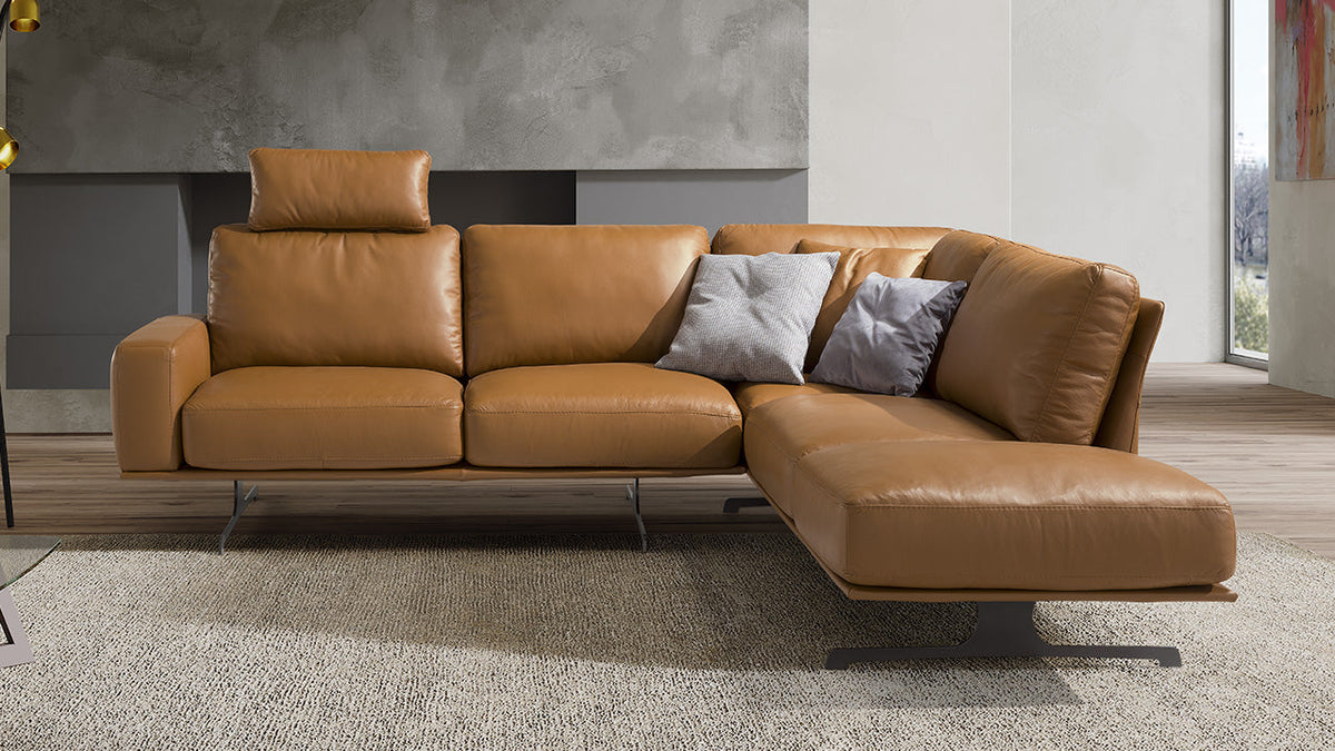 Nuvolari Italian Leather Sofa with Removable Seats & Backs
