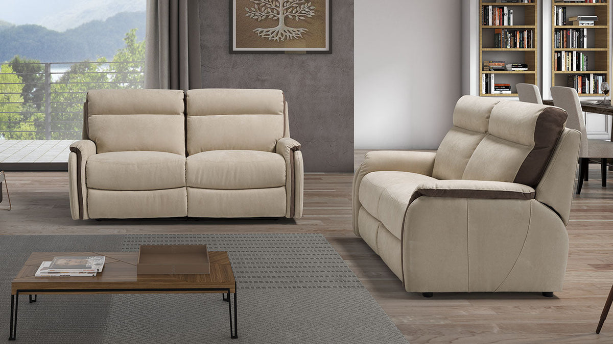 Fox Compact Italian Leather Recliner Sofa with Lift and Rise Chair