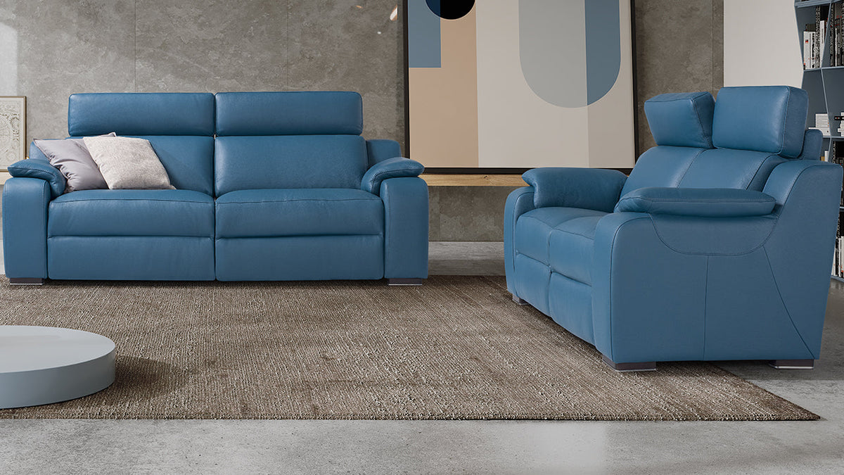 Mia Modular Italian Leather Sofa & Corner Collection with Electric Recliner Option
