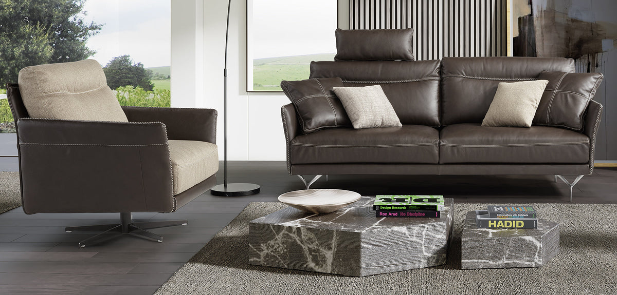 Poseidone Leather Sofa Collection with MAXI 3 Seater