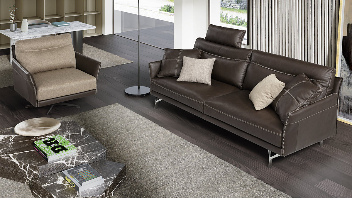 Poseidone Leather Sofa Collection with MAXI 3 Seater