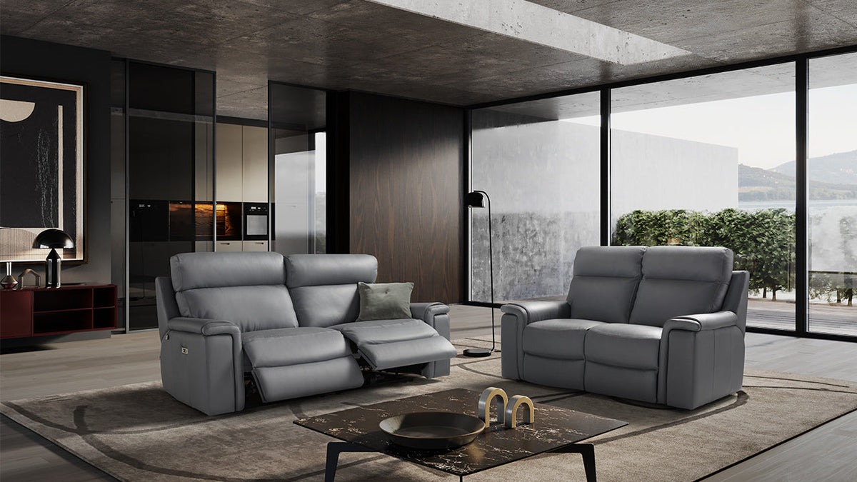 Refrain Italian Leather Sofa with Triple Motor Recliner Option
