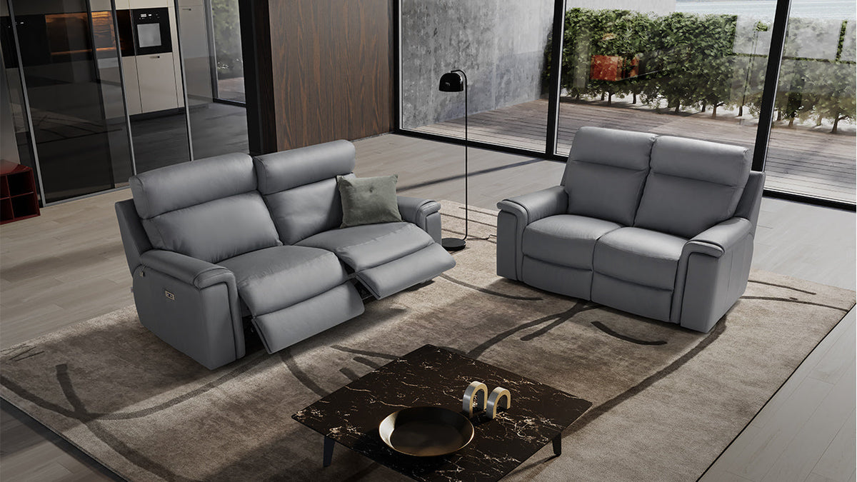 Refrain Italian Leather Sofa with Triple Motor Recliner Option