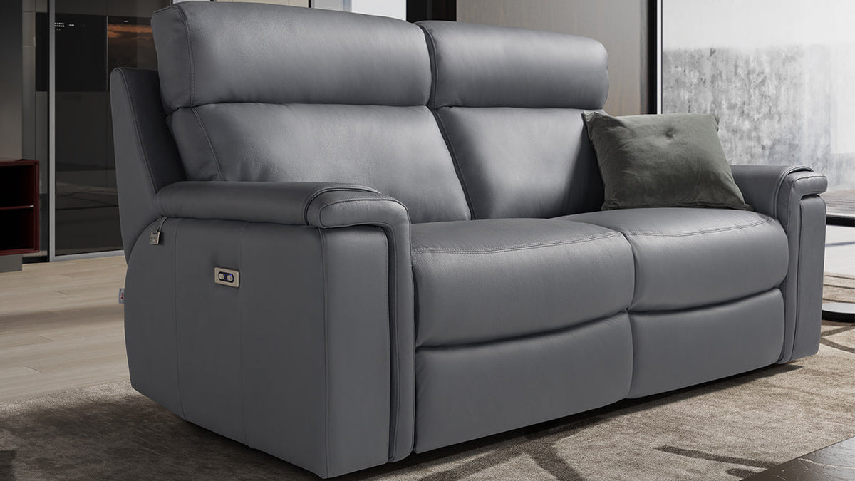 Refrain Italian Leather Sofa with Triple Motor Recliner Option