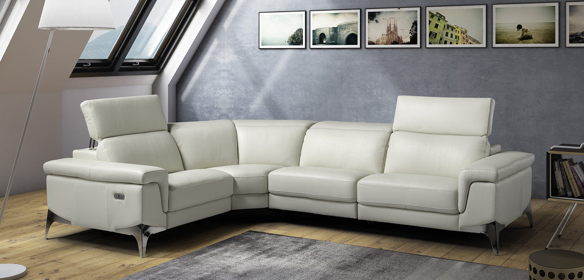 Sydney Modular Italian Leather Sofa on Steel Feet with Recliner Option