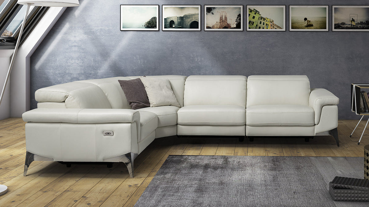 Sydney Modular Italian Leather Sofa on Steel Feet with Recliner Option