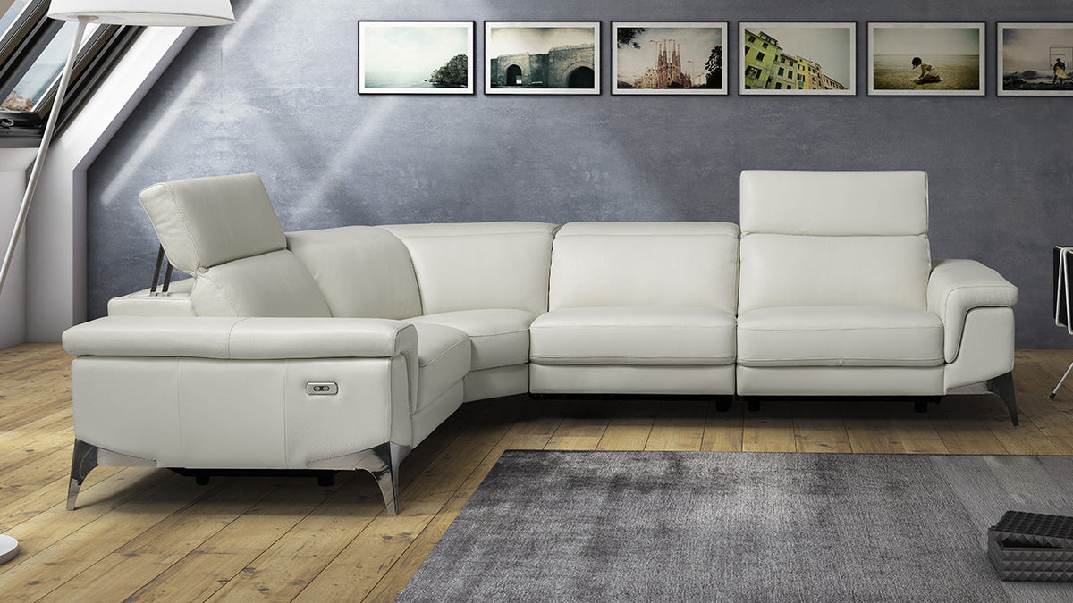 Sydney Modular Italian Leather Sofa on Steel Feet with Recliner Option