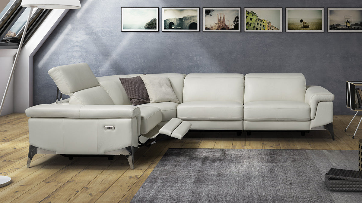 Sydney Modular Italian Leather Sofa on Steel Feet with Recliner Option