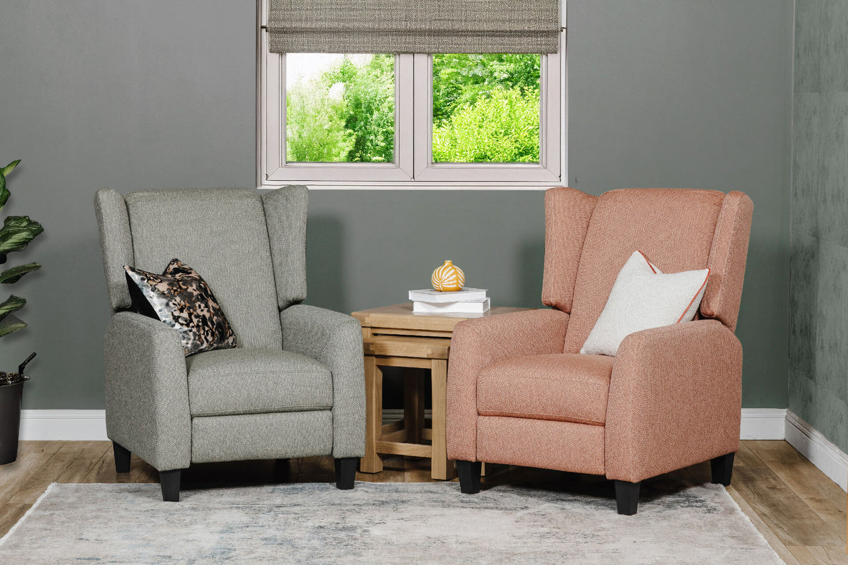 Archie Pastel Fabric Pushback Recliner Chair with Water-Repellent Fabric